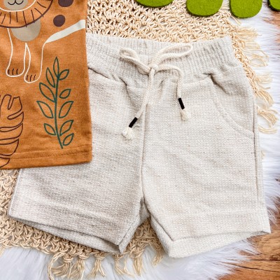  Conj. Regata Safari e Bermuda em Linho - Ferrugem e Areia